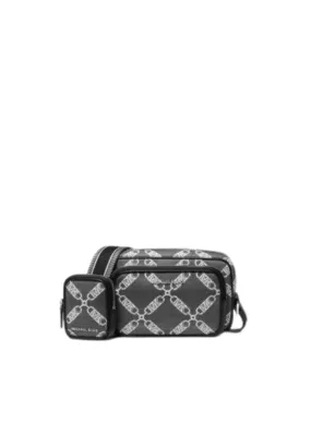 ( PREORDER ) Michael Kors Hudson Camera Bag Empire Logo Jacquard In Black 33S4LHUM1J