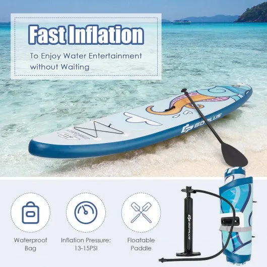 10.5 ft Inflatable Stand Up Paddle Board Surfboard with Aluminum Paddle Pump-10.5 ft