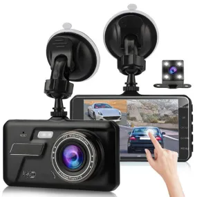 1080P Dual Dash Cam 4" Touch Car Camera Recorder 170° HD Loop DVR