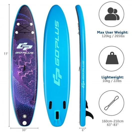 11' Inflatable Stand Up Paddle Board Surfboard with Bag Aluminum Paddle Pump-L