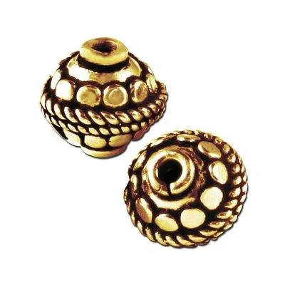 11mm Brass Plated Antique Gold Bali Style Round Beads (5 Pieces)