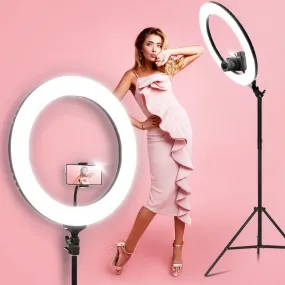 19" LED Ring Light, Adjustable Tripod Stand - Embellir