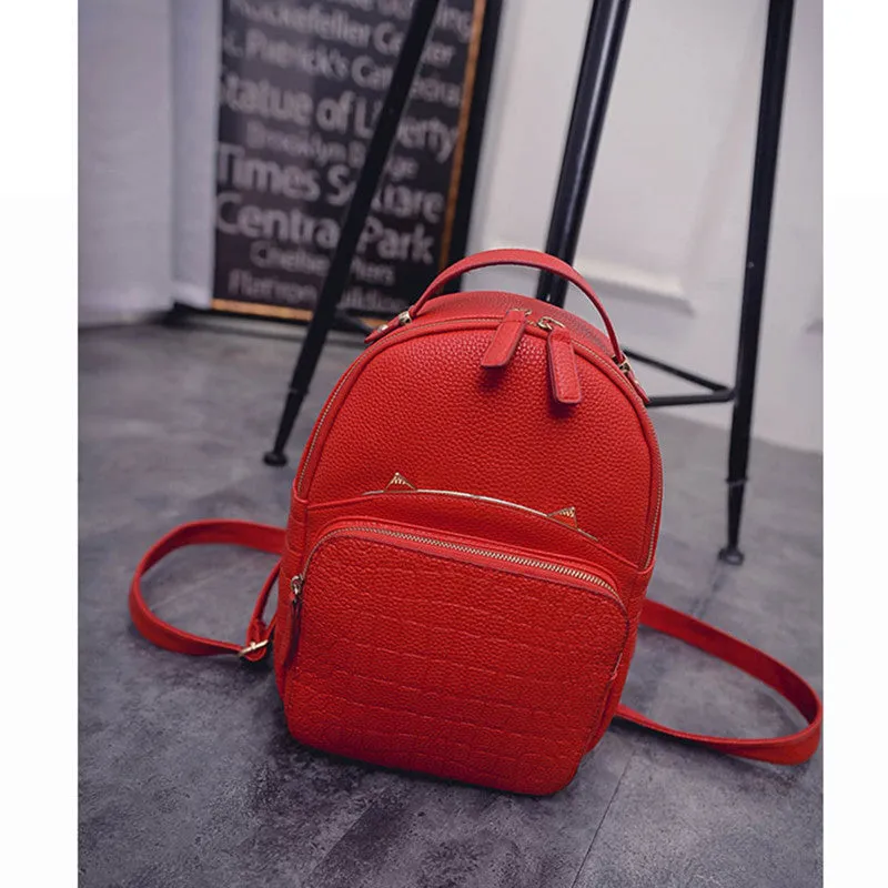 2016 Spring & Summer Trend Women's Cat Backpacks Girls' Fashion Bag Travel PU leather Bags Students' Backpacks