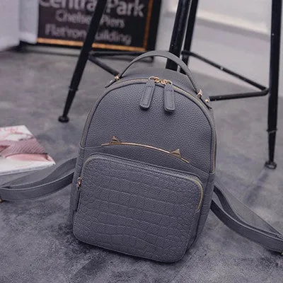 2016 Spring & Summer Trend Women's Cat Backpacks Girls' Fashion Bag Travel PU leather Bags Students' Backpacks