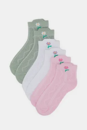 3 Pc Pk -  Assorted Designs And Colors Ankle Socks