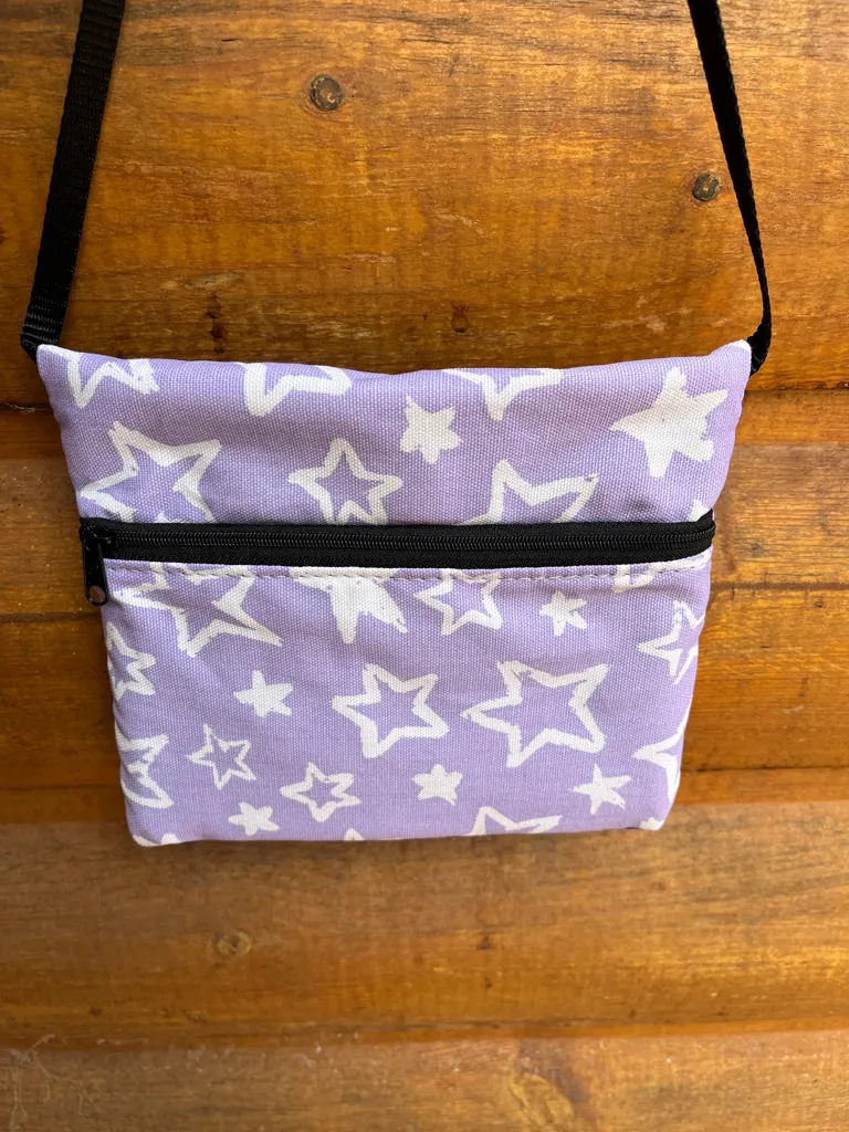 3 Zip Bag Purple- Star print Fabric