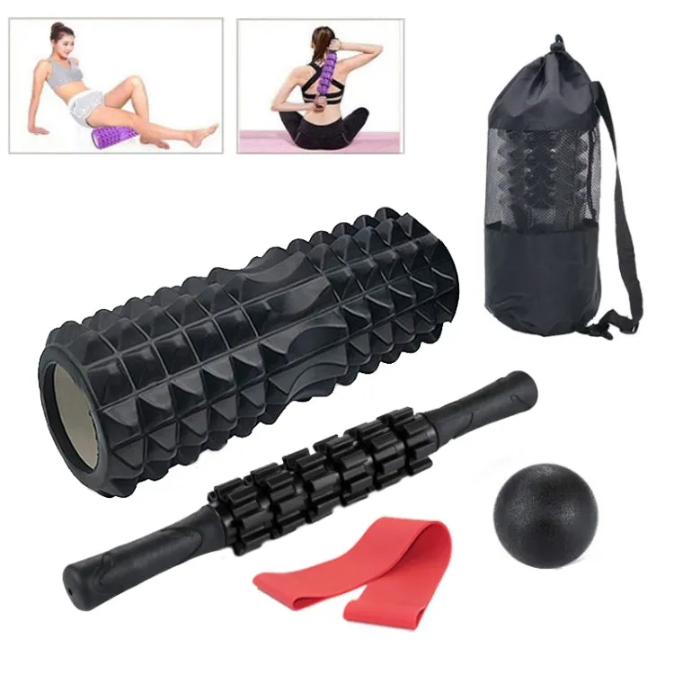 3pcs/set Crescent Hollow Foam Roller Yoga Column Set Fitness Muscle Relaxation Massager Set(45cm Purple)