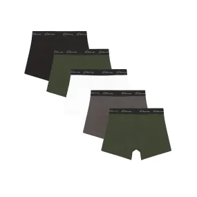 5-Pack Classic Signature Boxer Shorts | Black/Khaki/White/Grey