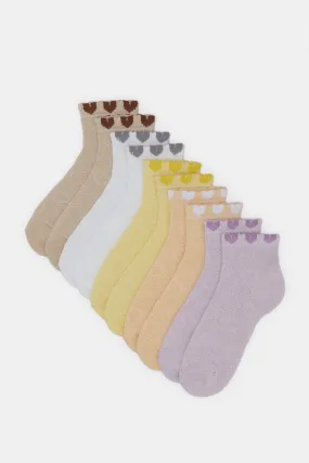 5 Pc Pk -  Assorted Designs And Colors Ankle Socks