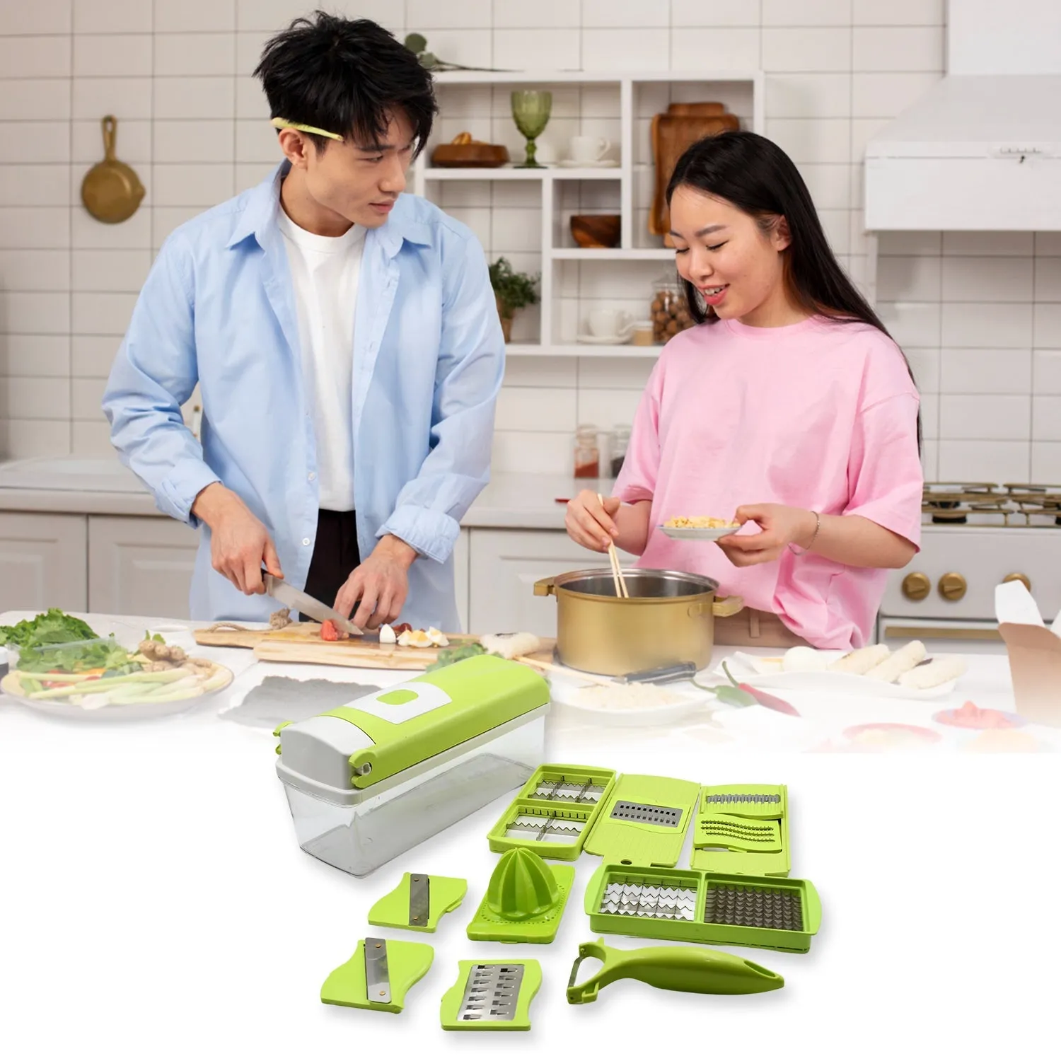 5478 Vegetable Multifunctional Chopper & Adjustable Slicer with Storage Container, Household Kitchen for Cutter, Grater, Peeler, Chipser, Chopper