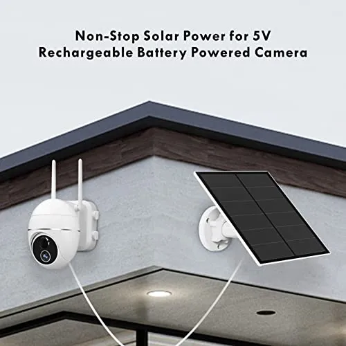 5W Solar Panel for Security Camera Outdoor, 5V USB Solar Panel Charger Compatible with Rechargeable Battery Powered Cam, Camera Solar Panel with IP65 Waterproof, 9.8ft Cable, 360° Adjustable Bracket