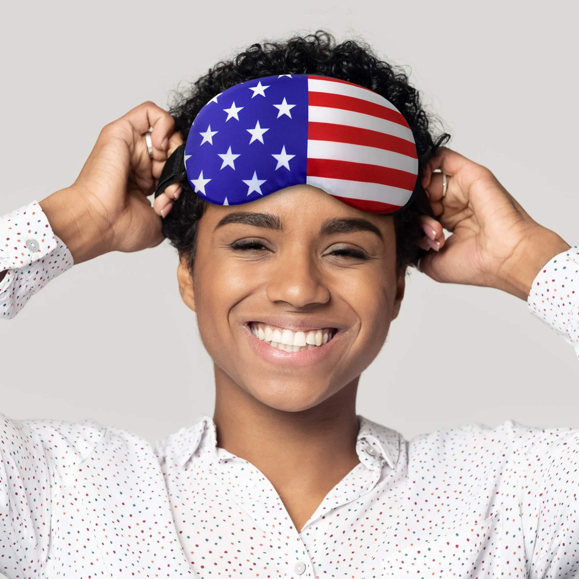 American Flag Sleep Mask USA for Women Men - 100% Soft Cotton - Eye Sleeping Mask Night Cover Blindfold America Great Again (America, Plastic Pack)