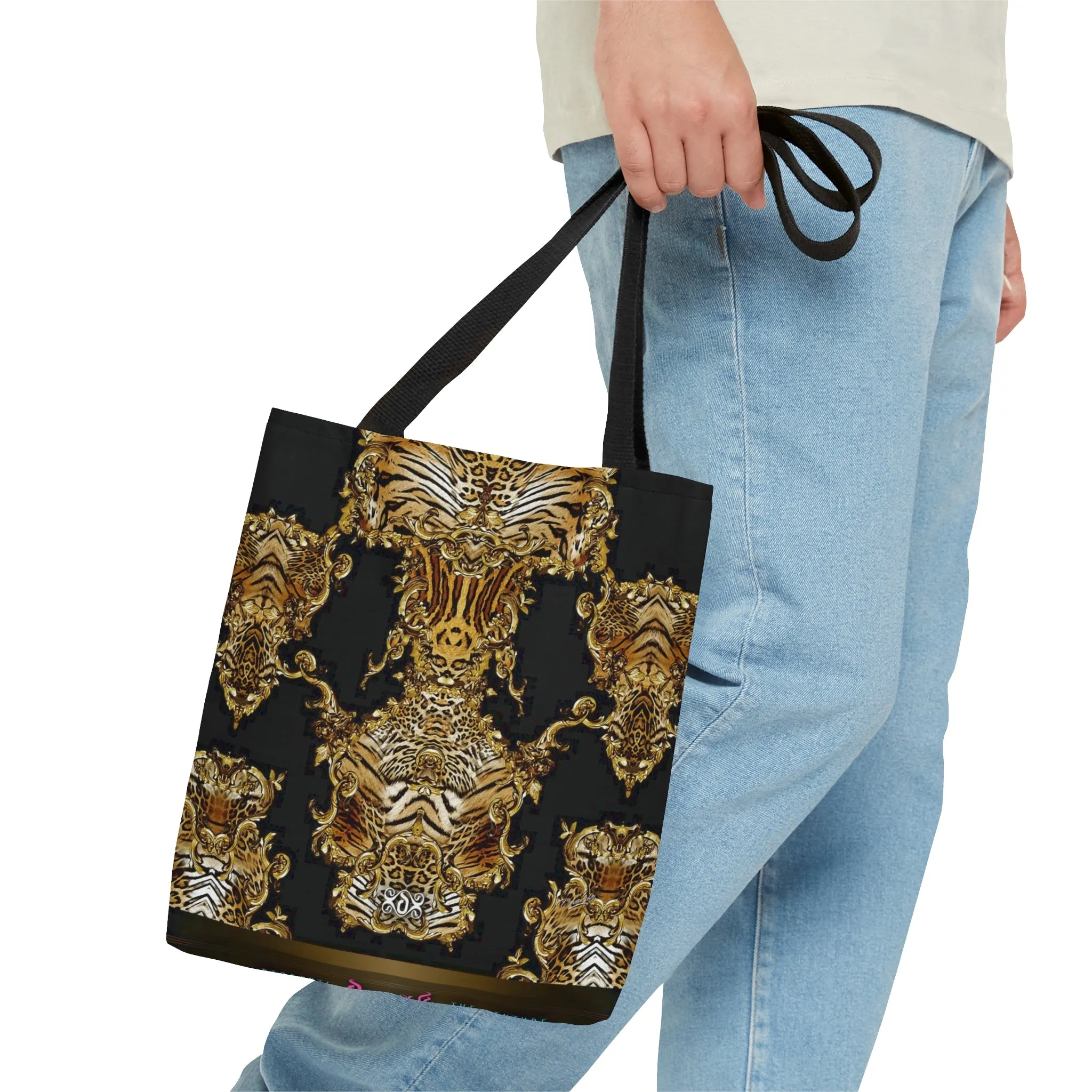 Animal Print Tote Bag Tiger Print Handbag Canvas Tote Bag Black Handbag in 3 Sizes | 0009B