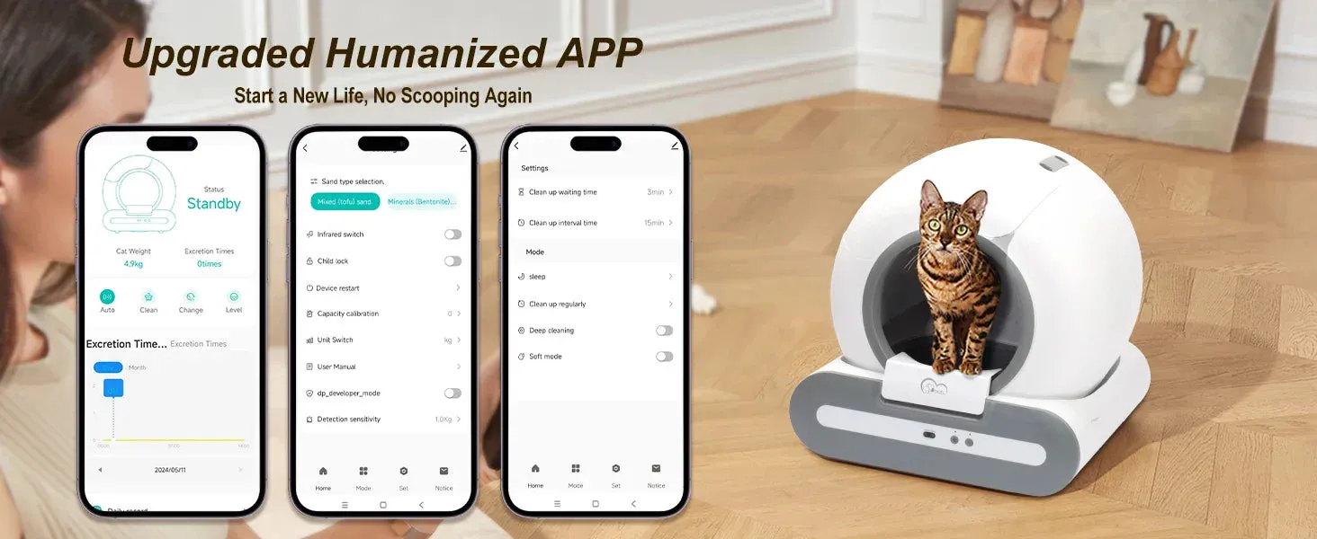 Automatic Cat Litter Box Self Cleaning with App Control