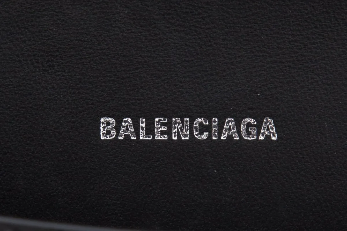 Balenciaga Black Embossed Leather Hourglass Handbag