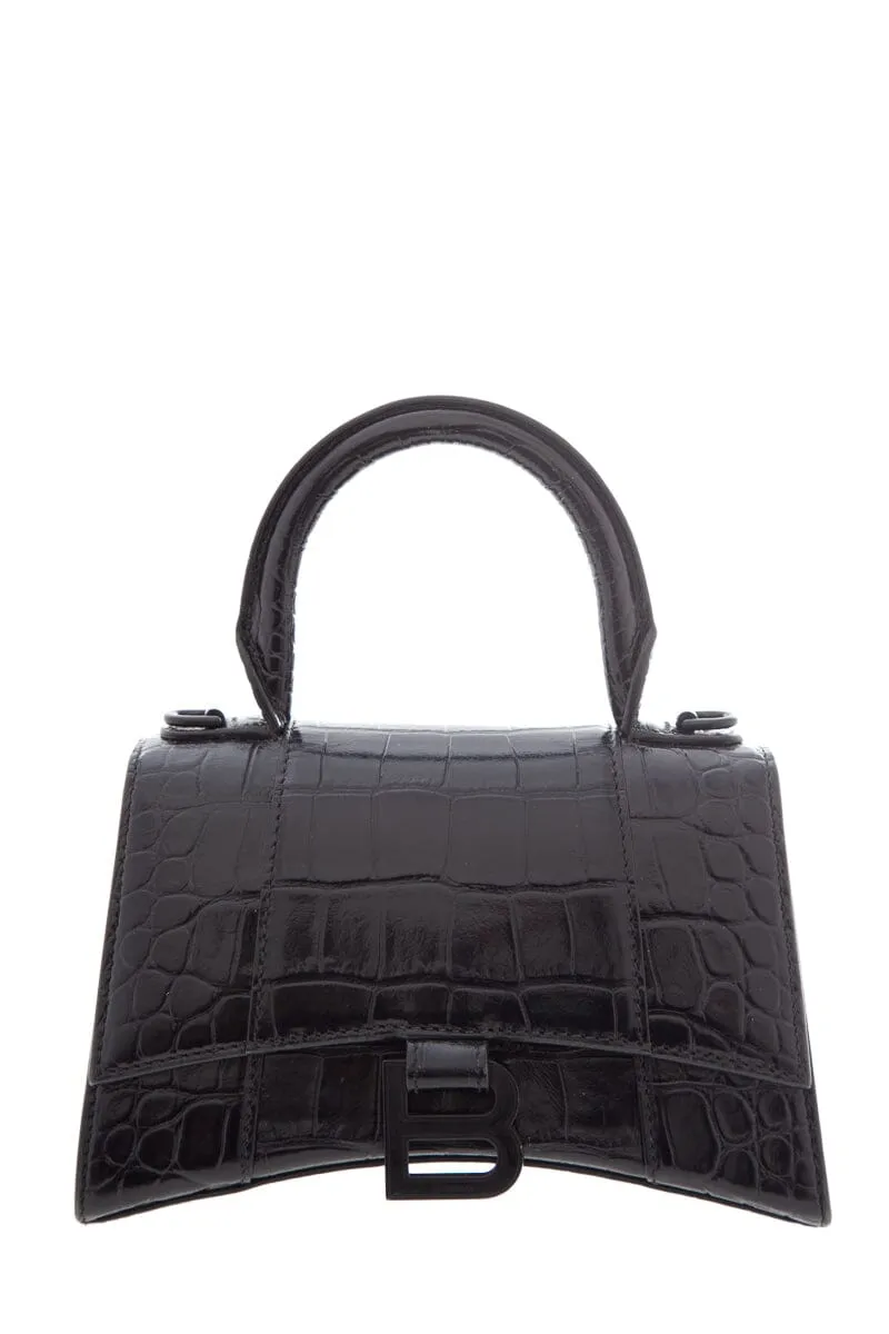 Balenciaga Black Embossed Leather Hourglass Handbag