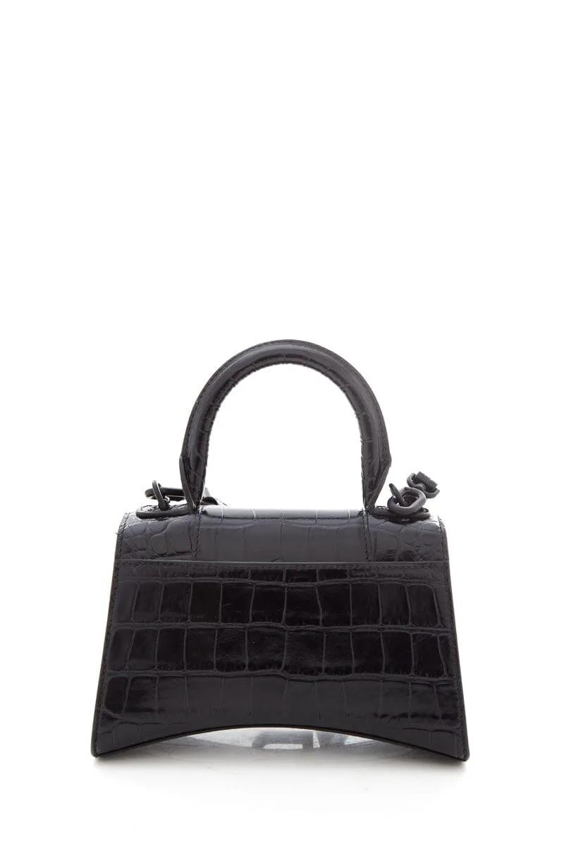 Balenciaga Black Embossed Leather Hourglass Handbag