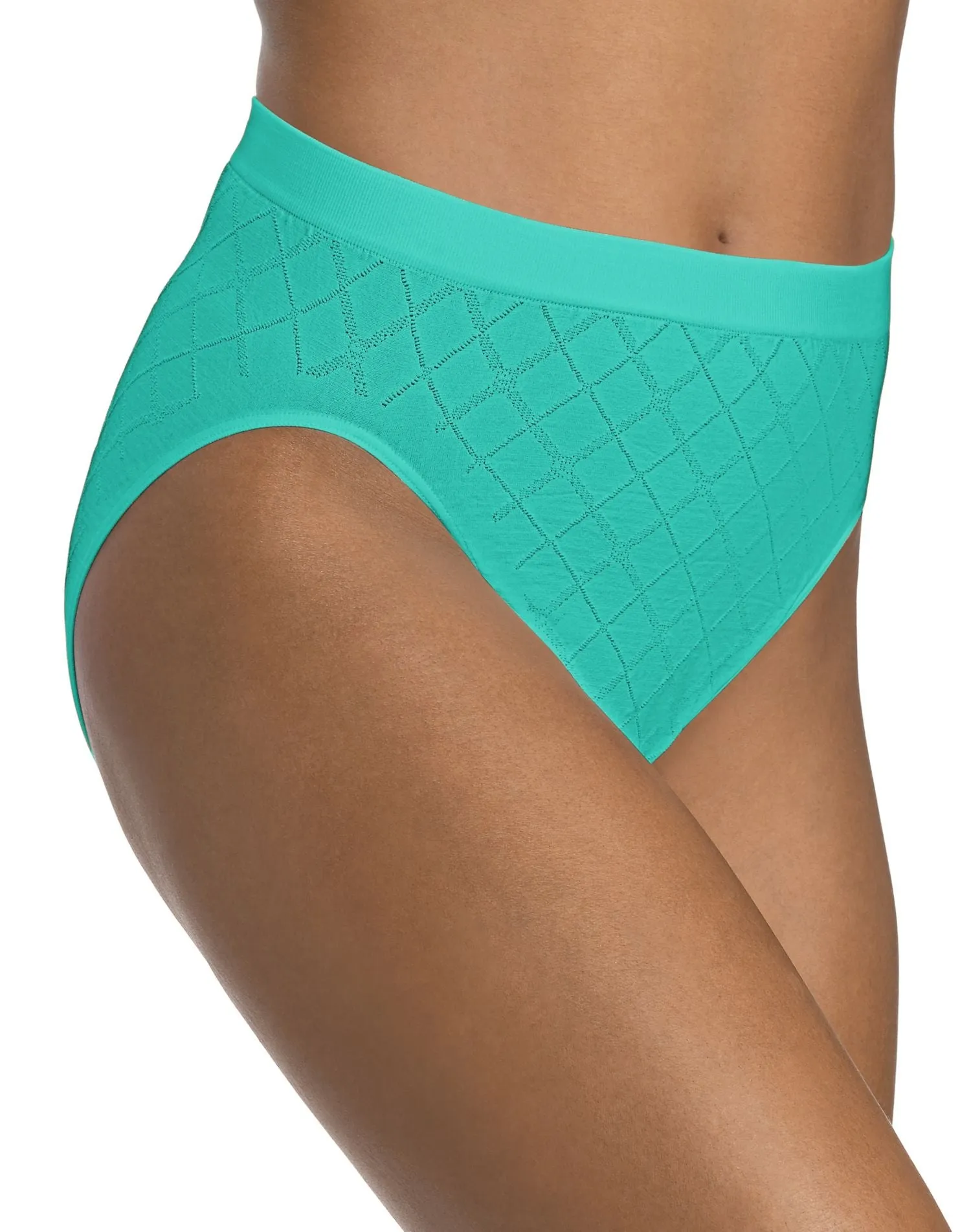 Bali Comfort Revolution Seamless Diamond Microfiber Hi-Cut Briefs