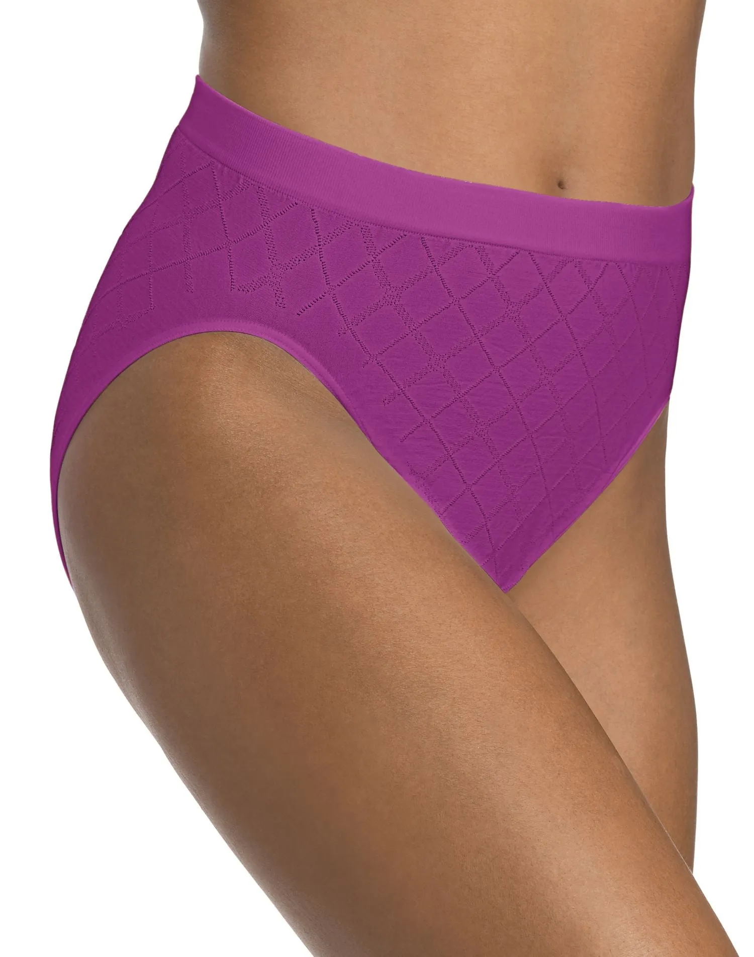 Bali Comfort Revolution Seamless Diamond Microfiber Hi-Cut Briefs