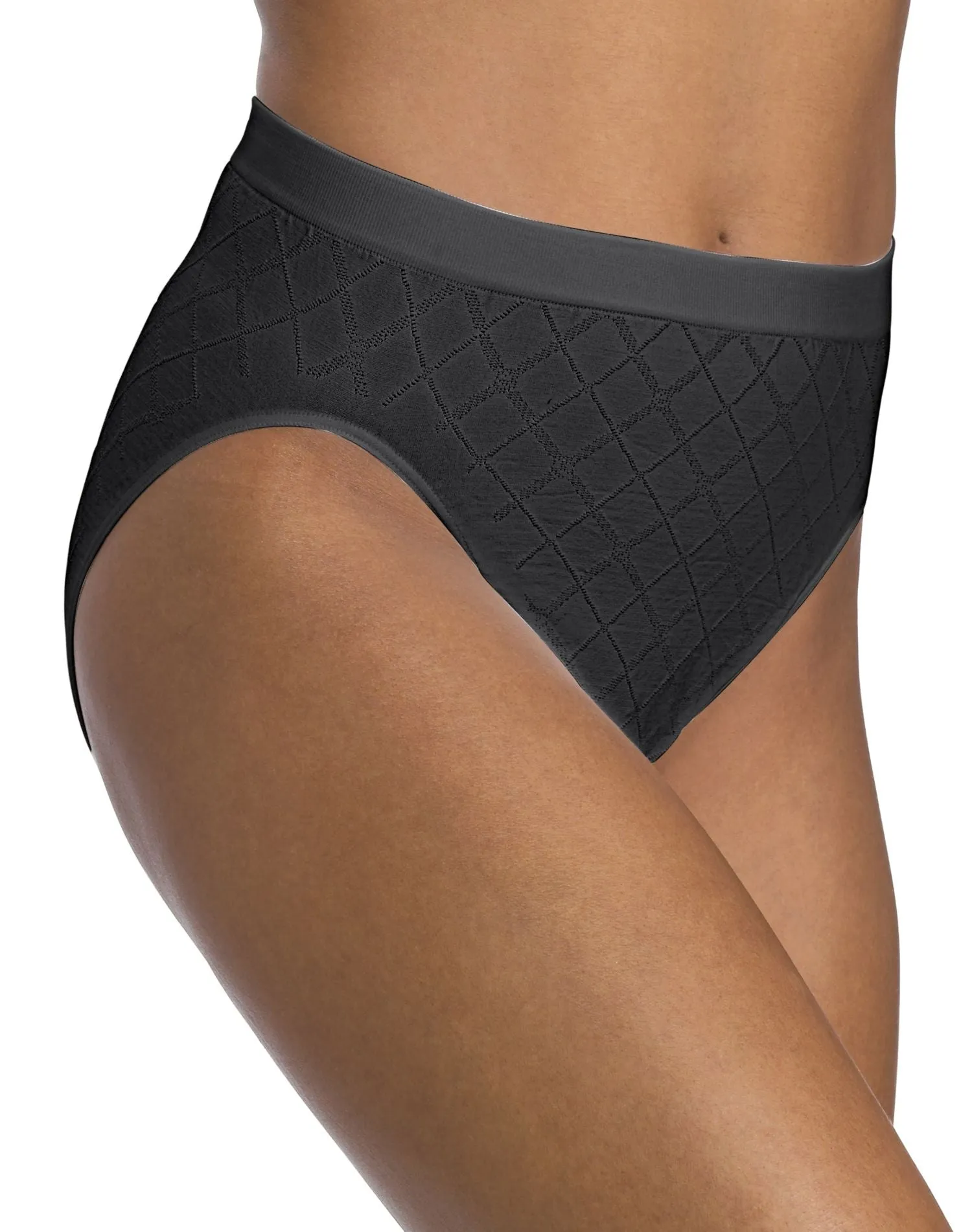 Bali Comfort Revolution Seamless Diamond Microfiber Hi-Cut Briefs