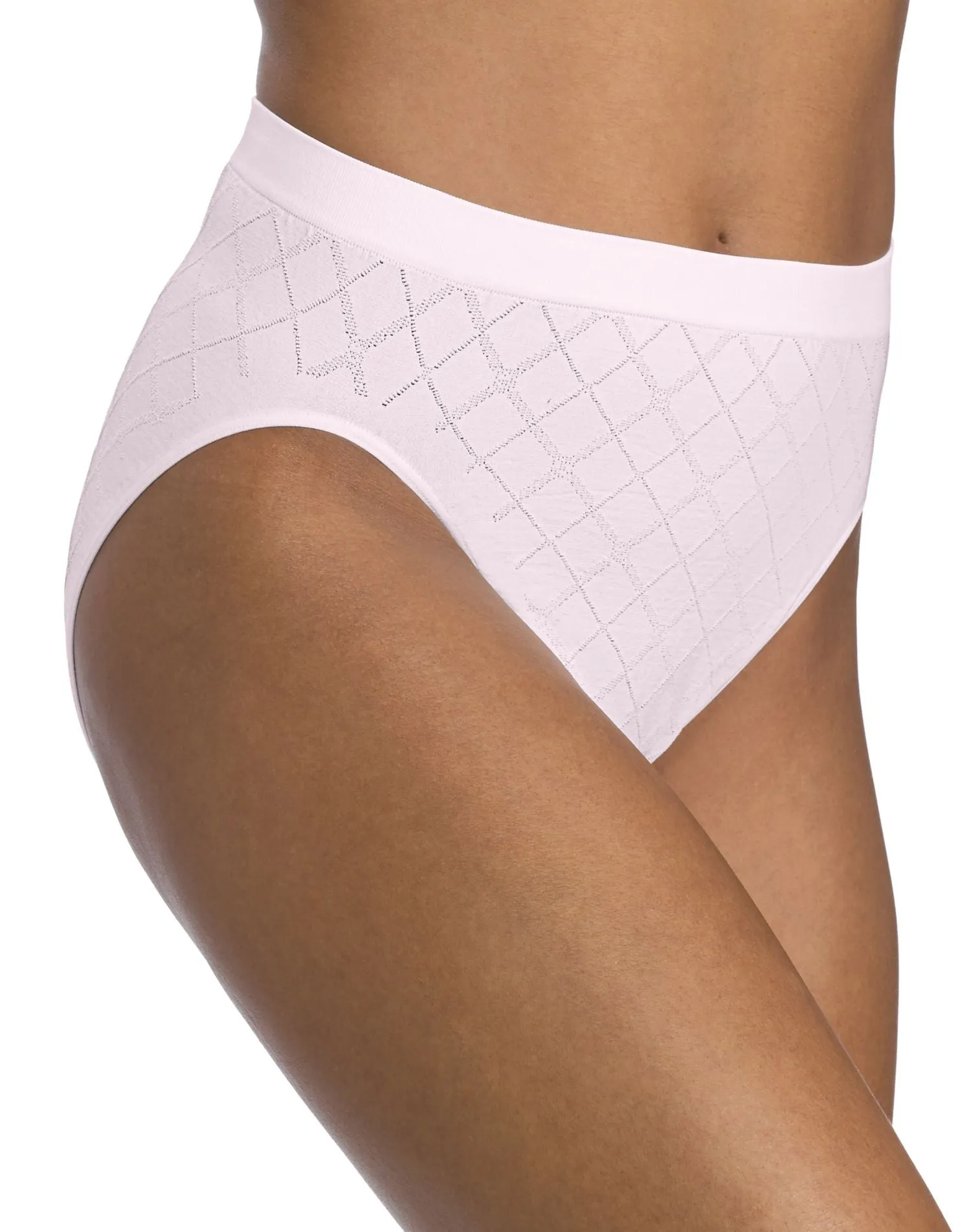 Bali Comfort Revolution Seamless Diamond Microfiber Hi-Cut Briefs