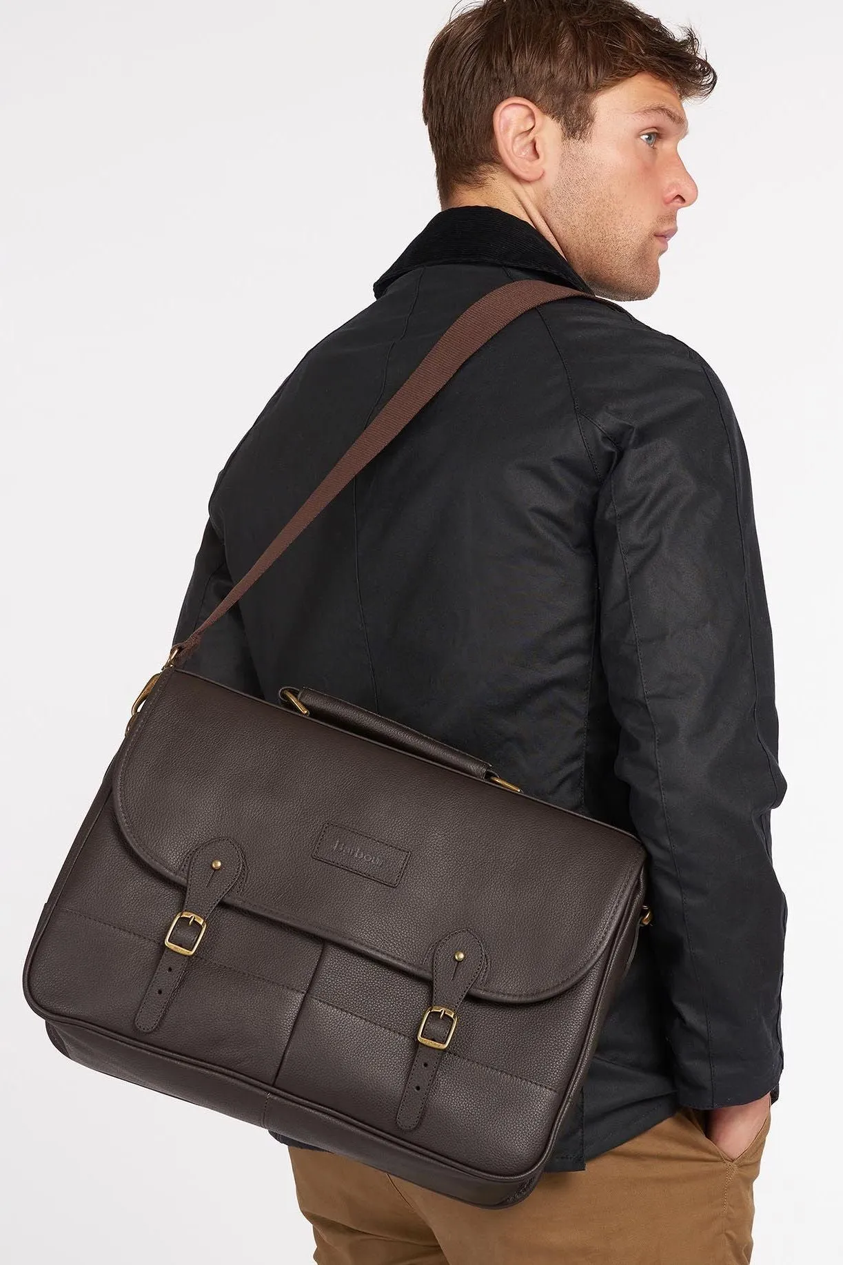 Barbour Briefcase - Dark Brown Leather - UBA0011BR91