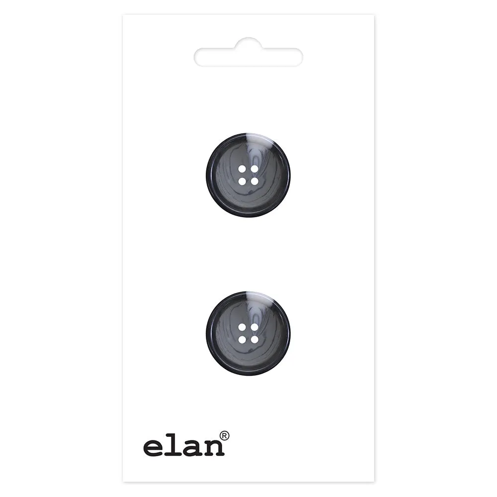 Beautiful Button - 28mm (1⅛"), 4 Hole, Black - 2 count