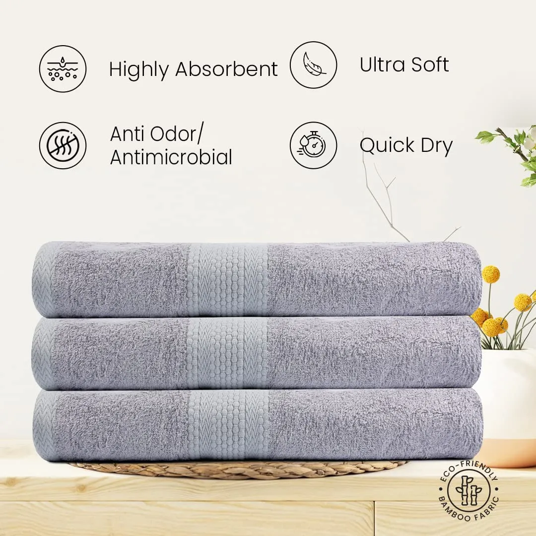 BePlush Bamboo Towels for Bath | Ultra Soft, Highly Absorbent, Quick Dry, Anti Bacterial Bamboo Bath Towel for Men & Women || 450 GSM, 27 x 55 Inches (2, Rust & Grey)