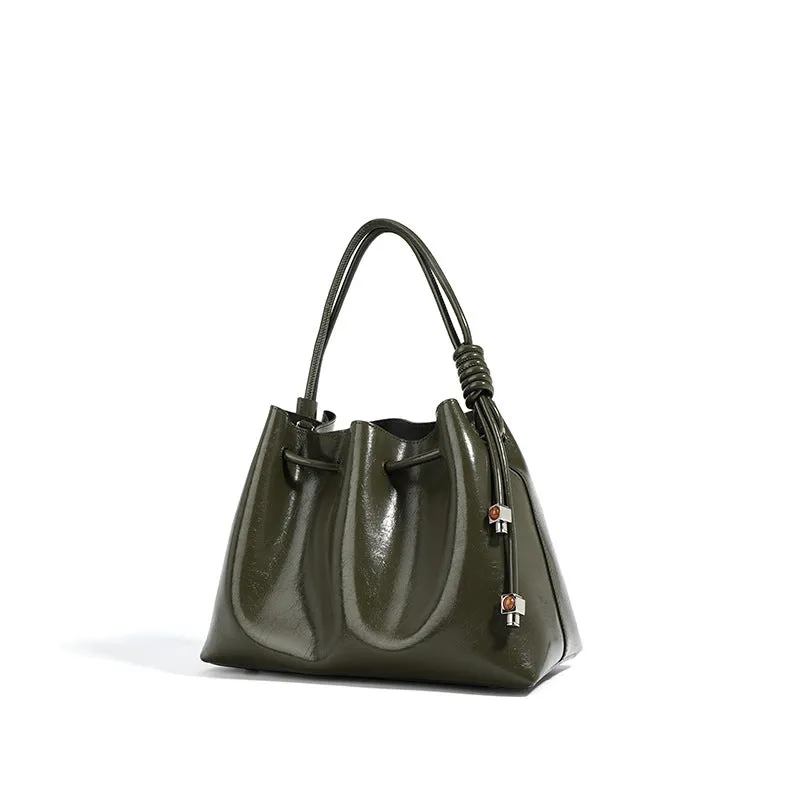 Black Patent Leather Bucket Bag Black Leather Bucket Handbag