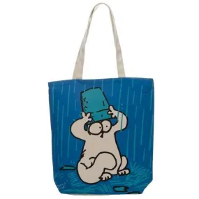 Blue Simon's Cat Cotton Tote Bag with Zip and Lining