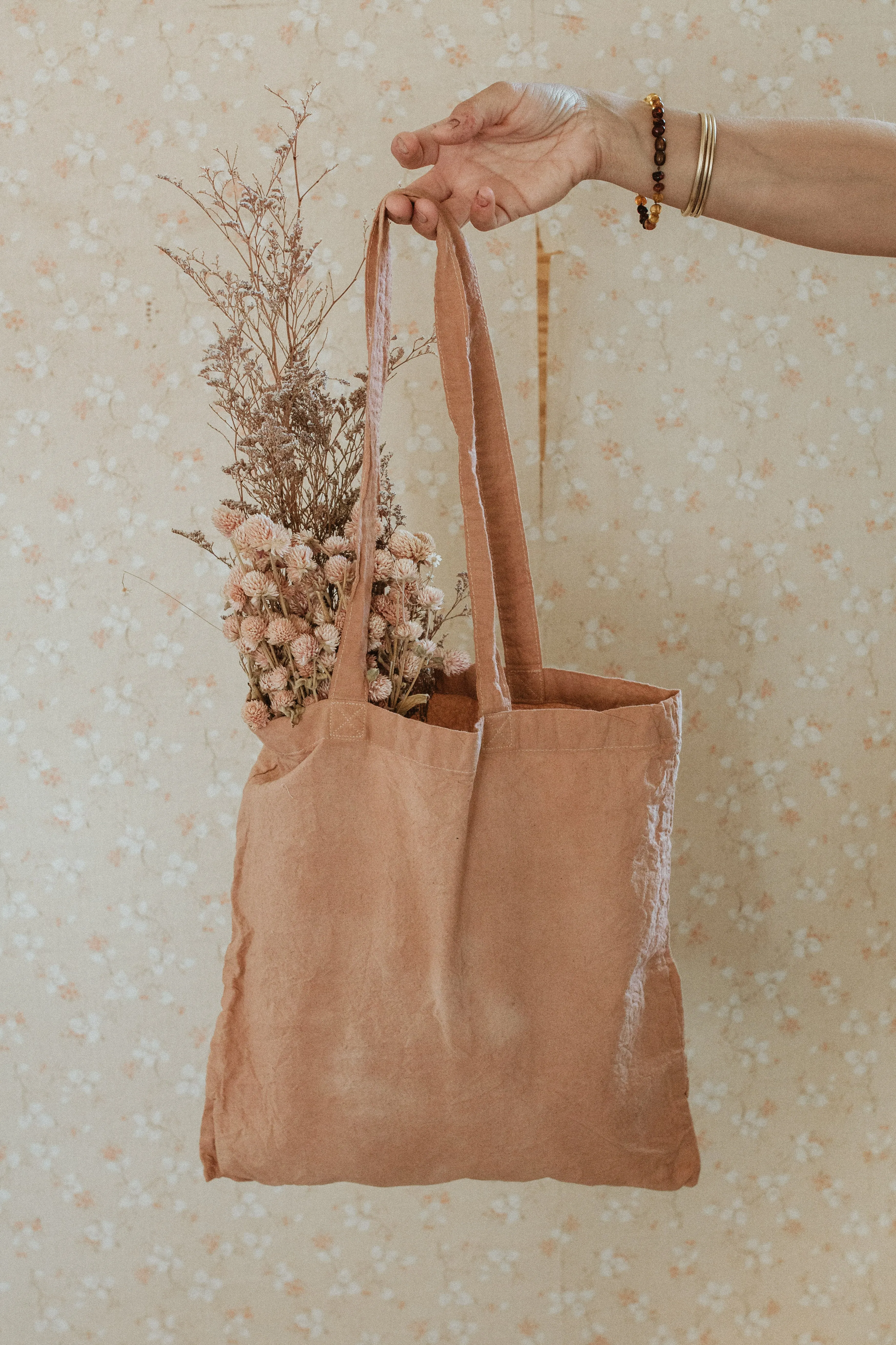 Botanically Dyed Cotton Canvas Tote Bag - Neutral tones