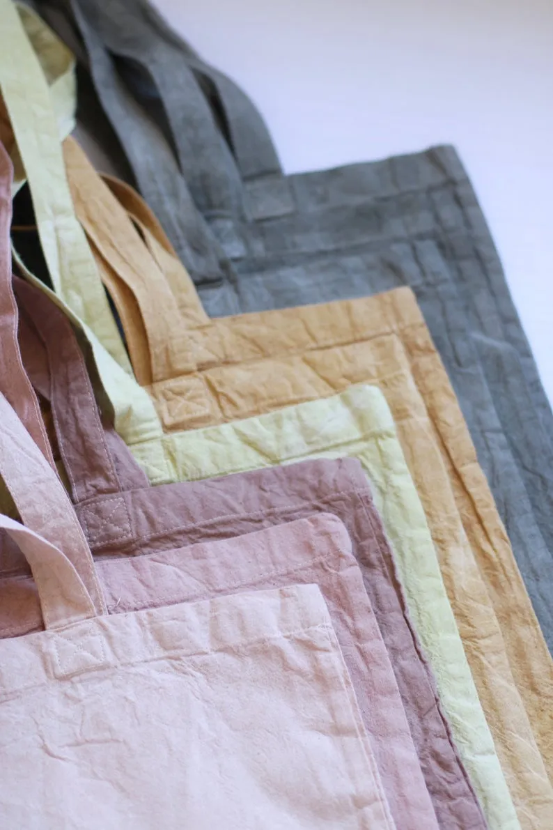 Botanically Dyed Cotton Canvas Tote Bag - Neutral tones