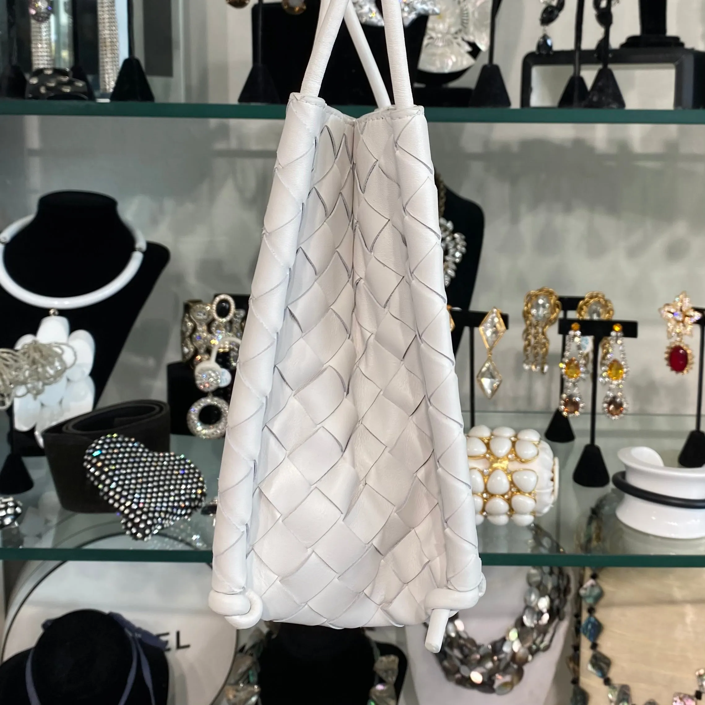 Bottega Veneta White “The Mini Knot” Bag