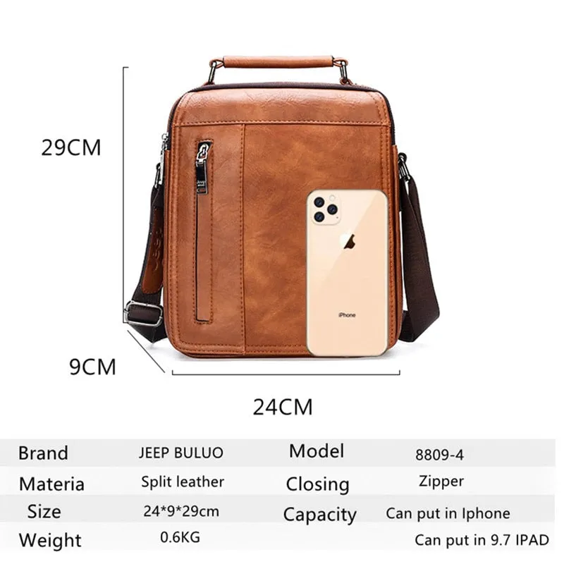 Brand Men's Messenger Shoulder Bag High Quality Fashion Split Leather Crossbody Man Bags Big Capacity For 9.7 In iPad