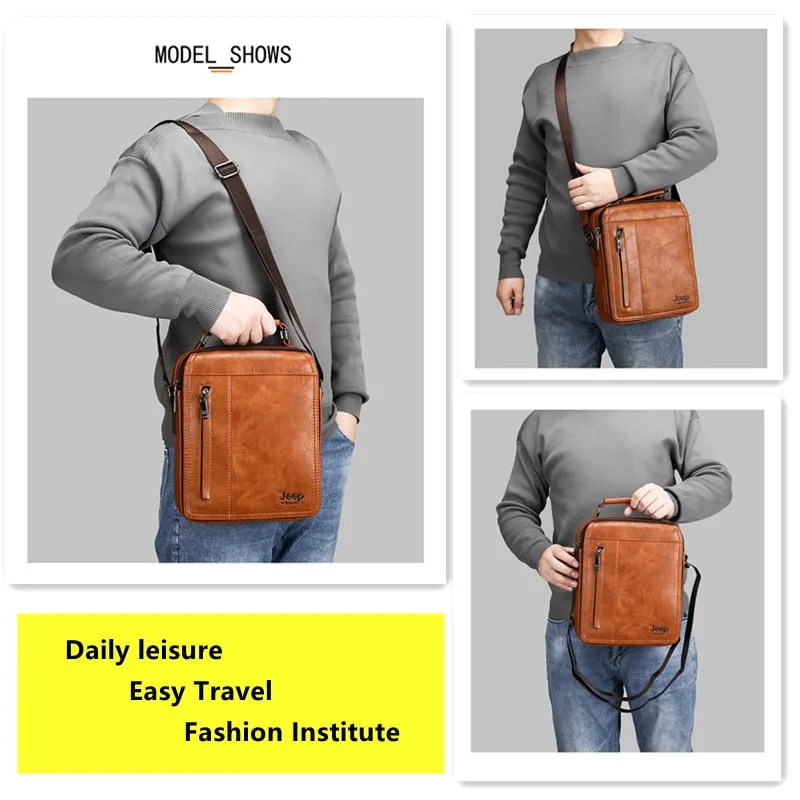 Brand Men's Messenger Shoulder Bag High Quality Fashion Split Leather Crossbody Man Bags Big Capacity For 9.7 In iPad