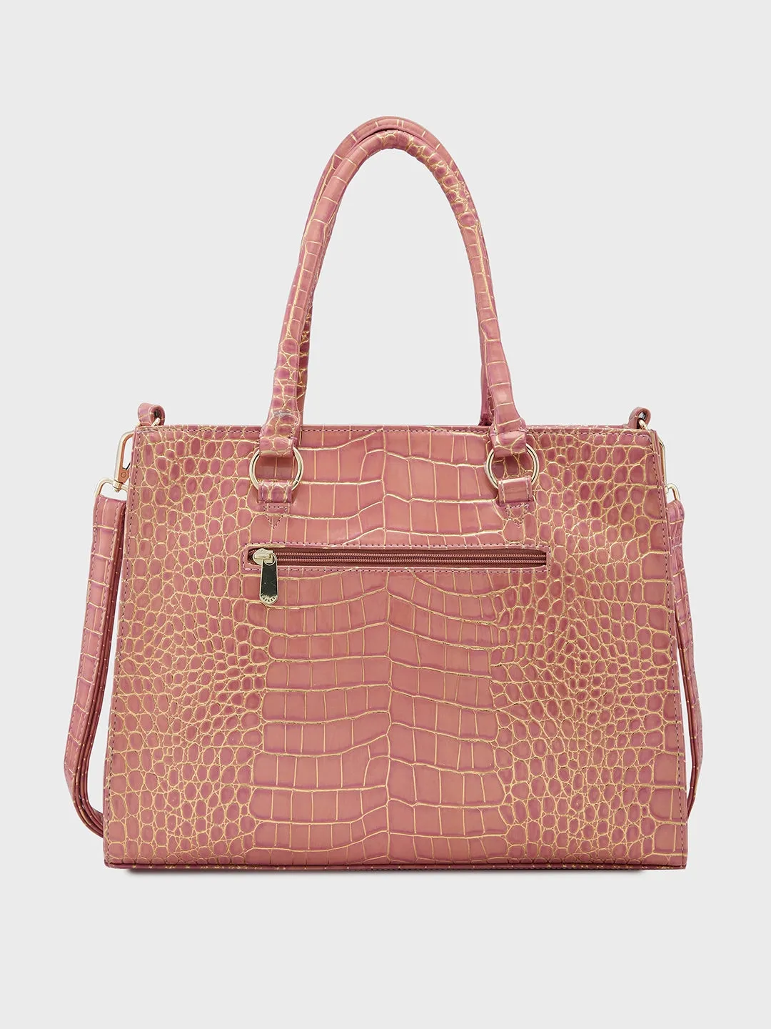 Caprese Miranda Tote Medium Croco Womens Office Handbag Pink