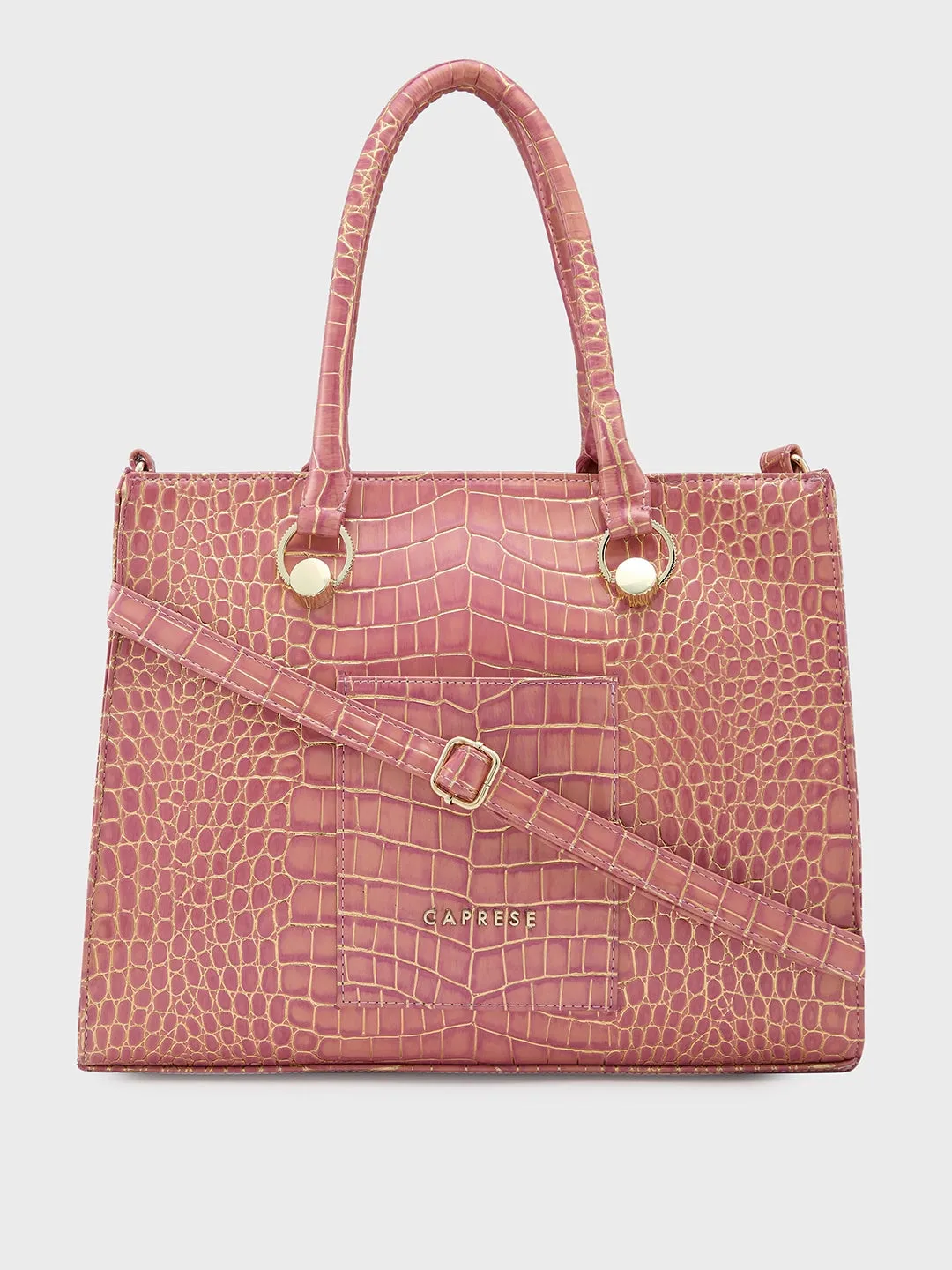 Caprese Miranda Tote Medium Croco Womens Office Handbag Pink