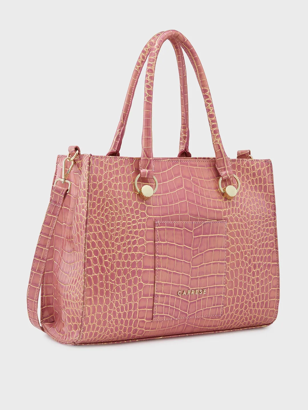 Caprese Miranda Tote Medium Croco Womens Office Handbag Pink