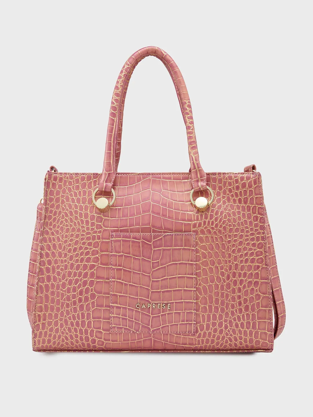 Caprese Miranda Tote Medium Croco Womens Office Handbag Pink