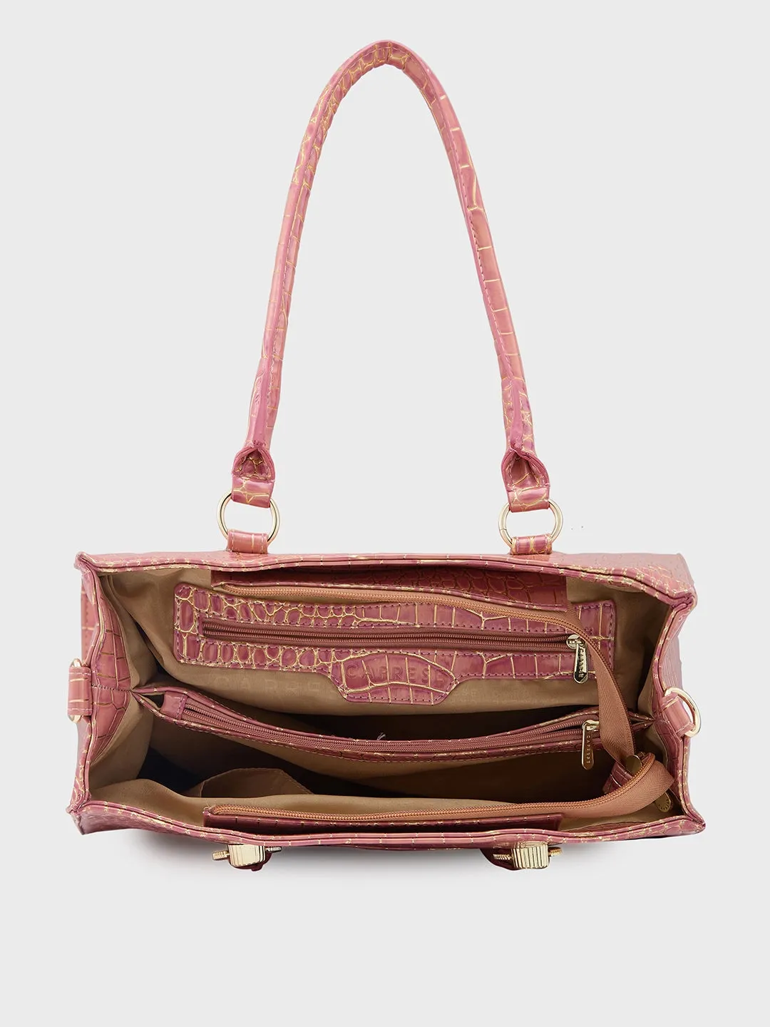 Caprese Miranda Tote Medium Croco Womens Office Handbag Pink