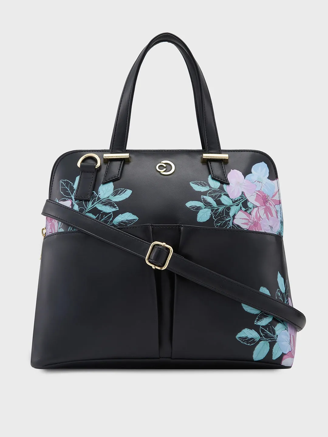 Caprese Shanaya Satchel Medium Printed Women'S Handbag Black