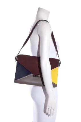 Celine Multicolor Diamond Suede & Pony Hair Shoulder Bag