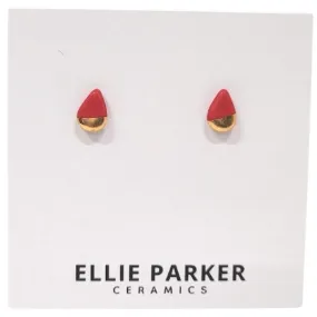 Ceramic Stud Earrings - Red Teardrops