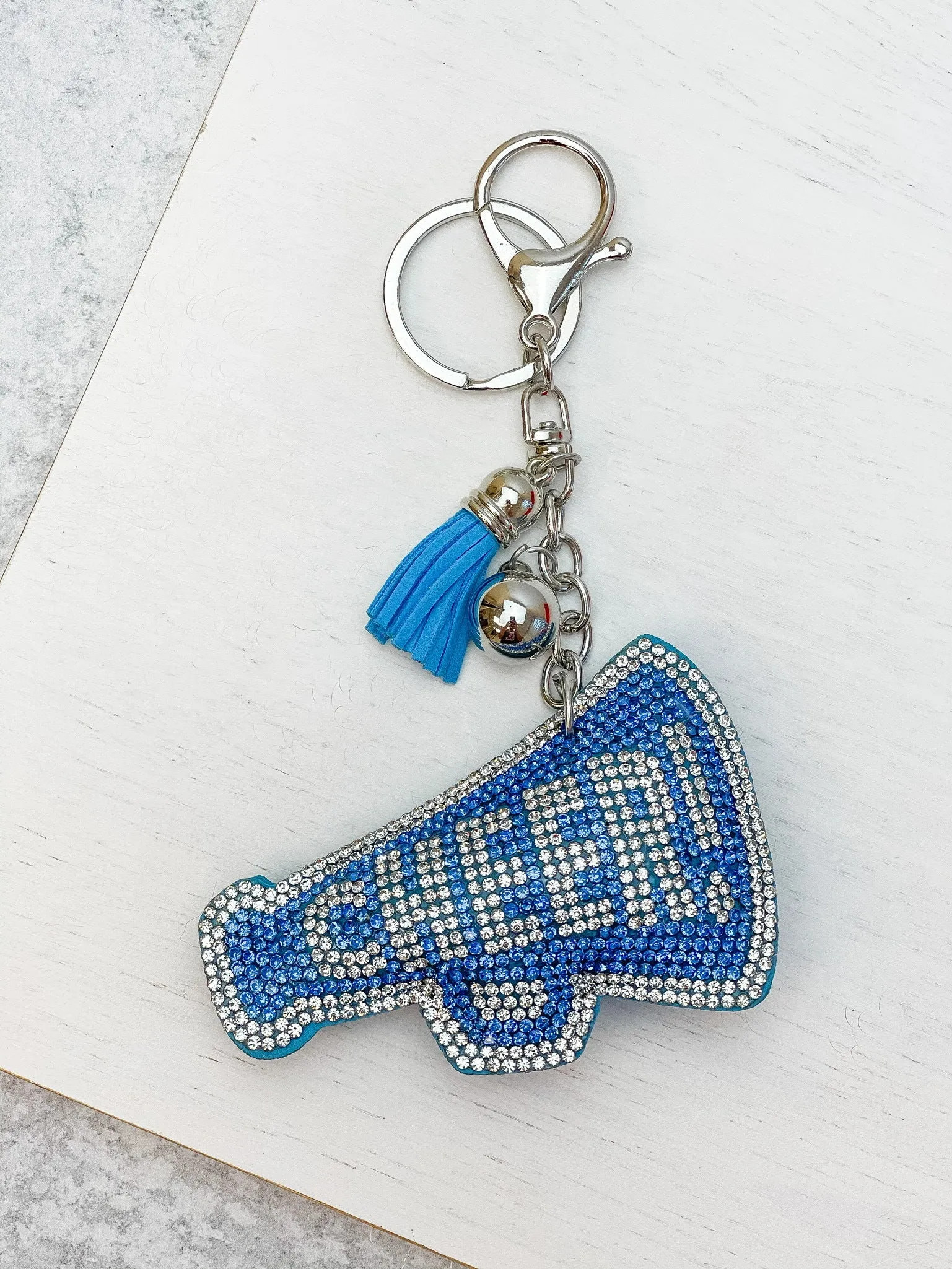 'Cheer' Megaphone Glitzy Key Chains