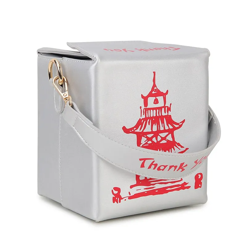 Chinese Takeout Box Purse Pu Leather Women Handbag Fashion Crossbody Bag Shoulder Chain Bag for Girl Bucket Bag