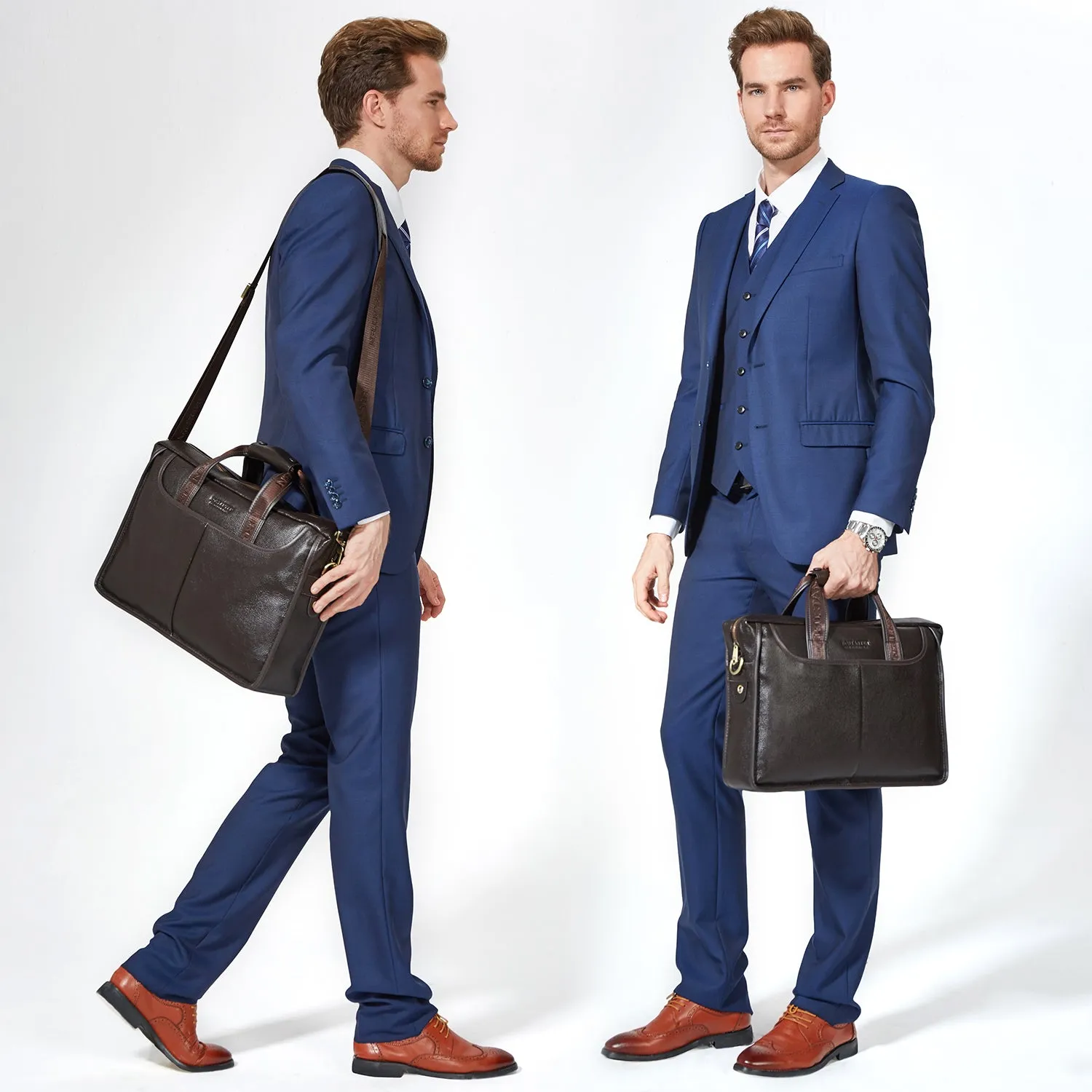 Classic Leather Briefcase Messenger Bags for Men | 14' Laptop Bag