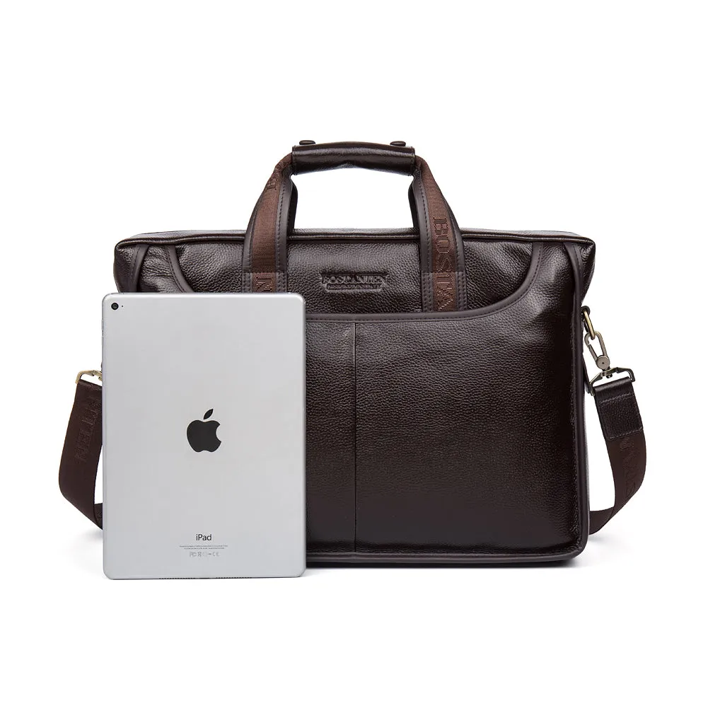 Classic Leather Briefcase Messenger Bags for Men | 14' Laptop Bag