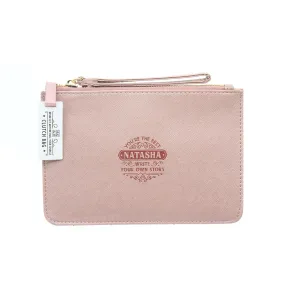 Clutch Bag With Handle & Embossed Text "Natasha"