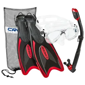 Cressi Marea Mask - Supernova Dry Snorkel - Palau Fins Snorkel Set