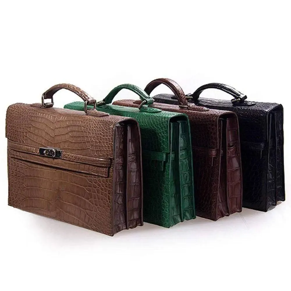 Crocodile  Leather Briefcase For Men